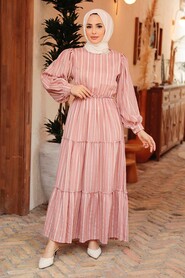 Powder Pink Hijab Dress 30251PD - 1