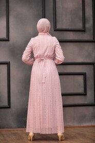 Powder Pink Hijab Dress 3042PD - 2
