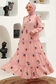 Powder Pink Hijab Dress 32810PD - 1