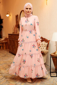 Powder Pink Hijab Dress 32811PD - 2