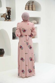 Powder Pink Hijab Dress 32943PD - 4