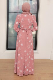 Powder Pink Hijab Dress 32944PD - 2