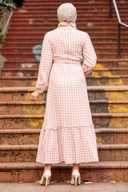 Powder Pink Hijab Dress 33940PD - 3