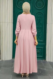 Powder Pink Hijab Dress 34292PD - 3
