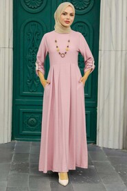 Powder Pink Hijab Dress 34292PD - 2