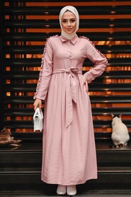 Powder Pink Hijab Dress 3434PD - 2