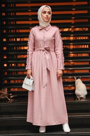 Powder Pink Hijab Dress 3434PD - 1