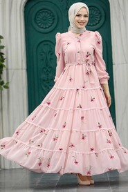 Powder Pink Hijab Dress 35720PD - 1