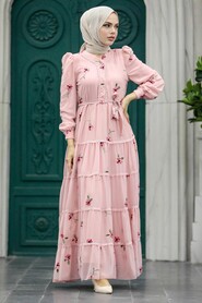 Powder Pink Hijab Dress 35720PD - 3