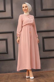 Powder Pink Hijab Dress 3730PD - 1