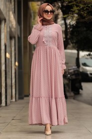 Powder Pink Hijab Dress 44690PD - 2