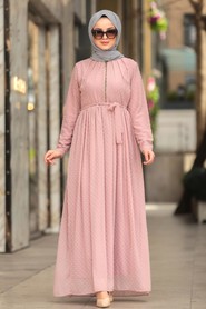 Powder Pink Hijab Dress 44701PD - 1