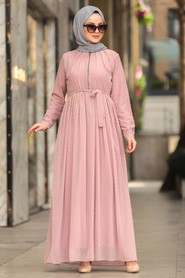 Powder Pink Hijab Dress 44701PD - 2