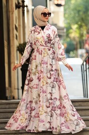 Powder Pink Hijab Dress 53491PD - 2