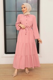 Powder Pink Hijab Dress 5720PD - 1