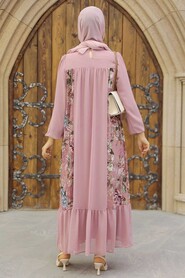 Powder Pink Hijab Dress 60712PD - 3