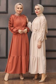 Powder Pink Hijab Dress 6325PD - 4