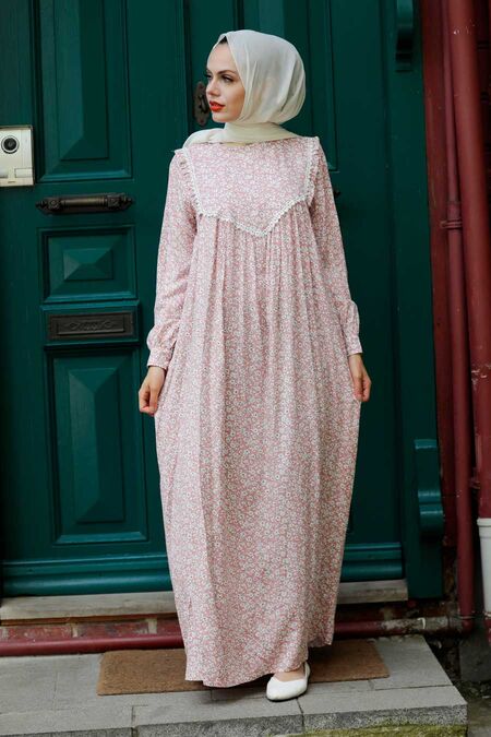 Powder Pink Hijab Dress 7660PD - NEVA STYLE