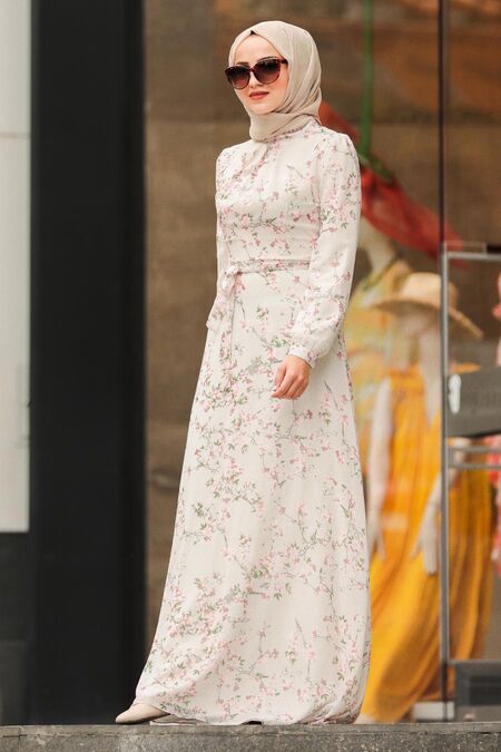 Powder Pink Hijab Dress 815405PD - NEVA STYLE