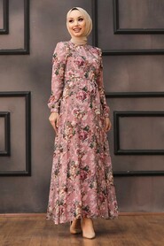 Powder Pink Hijab Dress 81546PD - 2