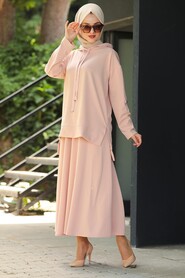 Powder Pink Hijab Dual Suit Dress 1291PD - 2