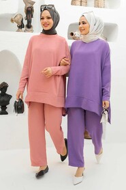 Powder Pink Hijab Dual Suit Dress 13010PD - 3