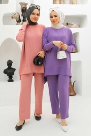 Powder Pink Hijab Dual Suit Dress 13010PD - 1