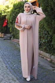 Powder Pink Hijab Dual Suit Dress 2200PD - 1