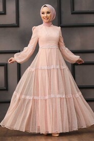  Modern Powder Pink Islamic Evening Gown 2335PD - 2