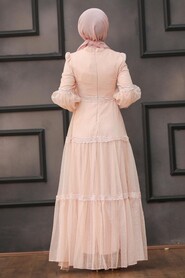  Modern Powder Pink Islamic Evening Gown 2335PD - 5