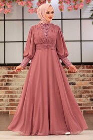  Long Powder Pink Muslim Bridesmaid Dress 25810PD - 1