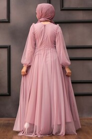 Powder Pink Hijab Evening Dress 29210PD - 2