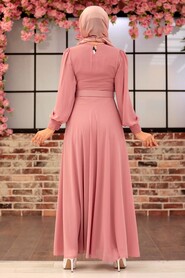  Powder Pink Turkish Hijab Engagement Dress 3060PD - 3