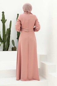  Long Powder Pink Islamic Wedding Dress 3305PD - 2