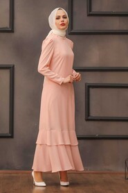  Elegant Powder Pink Muslim Dress 3763PD - 1