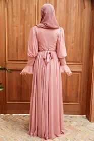  Powder Pink Turkish Hijab Bridesmaid Dress 5367PD - 2