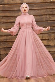  Plus Size Powder Pink Islamic Wedding Gown 5478PD - 1