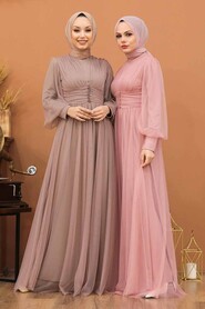  Plus Size Powder Pink Islamic Wedding Gown 5478PD - 2