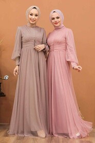  Plus Size Powder Pink Islamic Wedding Gown 5478PD - 3