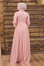  Plus Size Powder Pink Islamic Wedding Gown 5478PD - 4