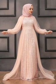  Stylish Powder Pink Islamic Prom Dress 55190PD - 3