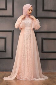  Stylish Powder Pink Islamic Prom Dress 55190PD - 1