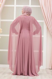 Elegant Powder Pink Muslim Long Sleeve Dress 9130PD - 2