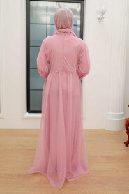  Plus Size Powder Pink Islamic Clothing Engagement Dress 9170PD - 2