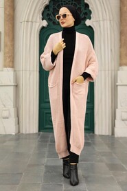Powder Pink Hijab Knitwear Cardigan 4182PD - 2
