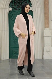 Powder Pink Hijab Knitwear Cardigan 4182PD - 4