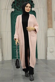 Powder Pink Hijab Knitwear Cardigan 4182PD - 5