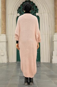 Powder Pink Hijab Knitwear Cardigan 4182PD - 3