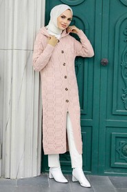 Powder Pink Hijab Knitwear Cardigan 70201PD - 1
