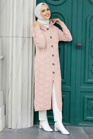 Powder Pink Hijab Knitwear Cardigan 70201PD - 2
